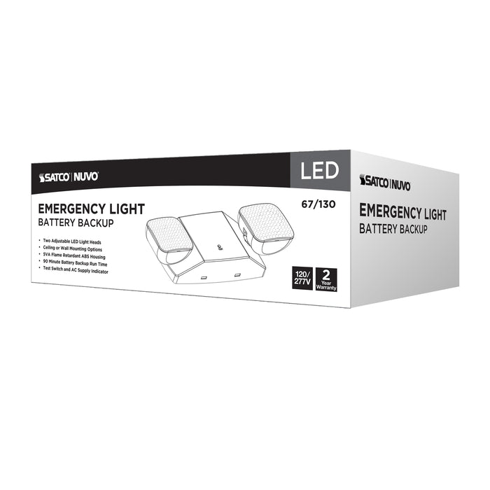 SATCO/NUVO Emergency Light 90-Minute NiCad Battery Backup 120/277V Dual-Head Universal Mounting (67-130)