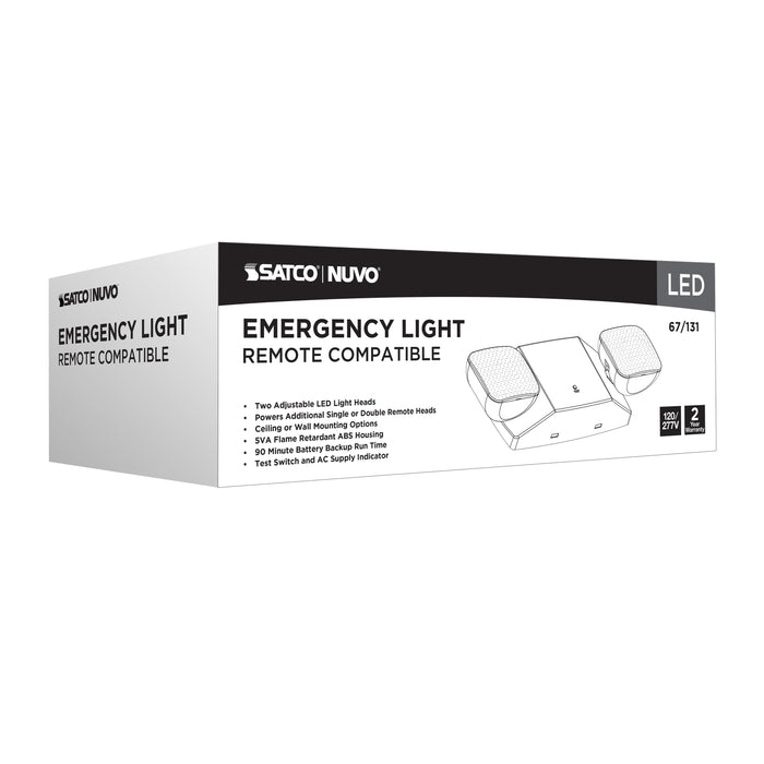 SATCO/NUVO Emergency Light 90-Minute NiCad Battery Backup 120/277V Dual-Head Universal Mounting Remote Compatible (67-131)