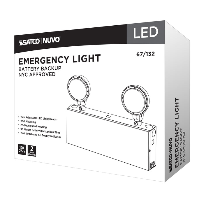 SATCO/NUVO Emergency Light 90-Minute NiCad Battery Backup 120/277V Dual-Head Universal Mounting Steel/NYC (67-132)