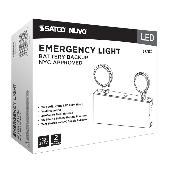 SATCO/NUVO Emergency Light 90-Minute NiCad Battery Backup 120/277V Dual-Head Universal Mounting Steel/NYC (67-132)