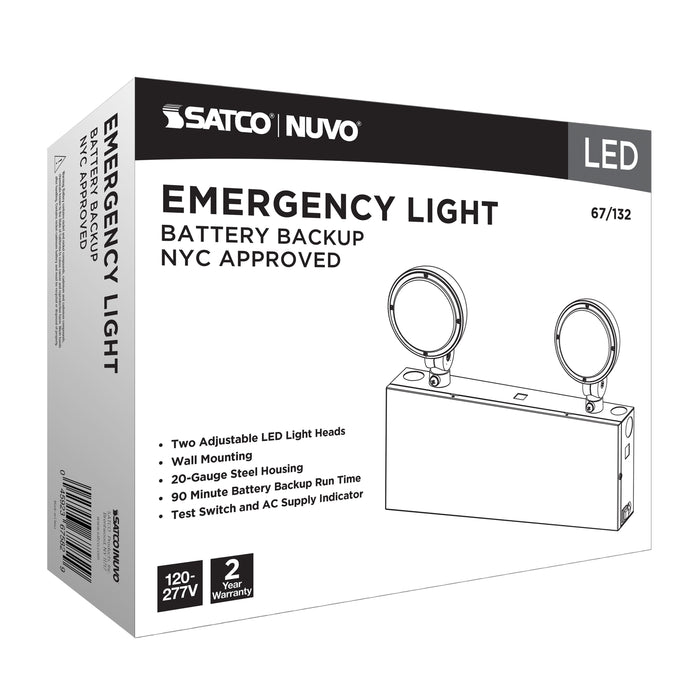 SATCO/NUVO Emergency Light 90-Minute NiCad Battery Backup 120/277V Tri-Head Universal Mounting Steel/NYC (67-133)