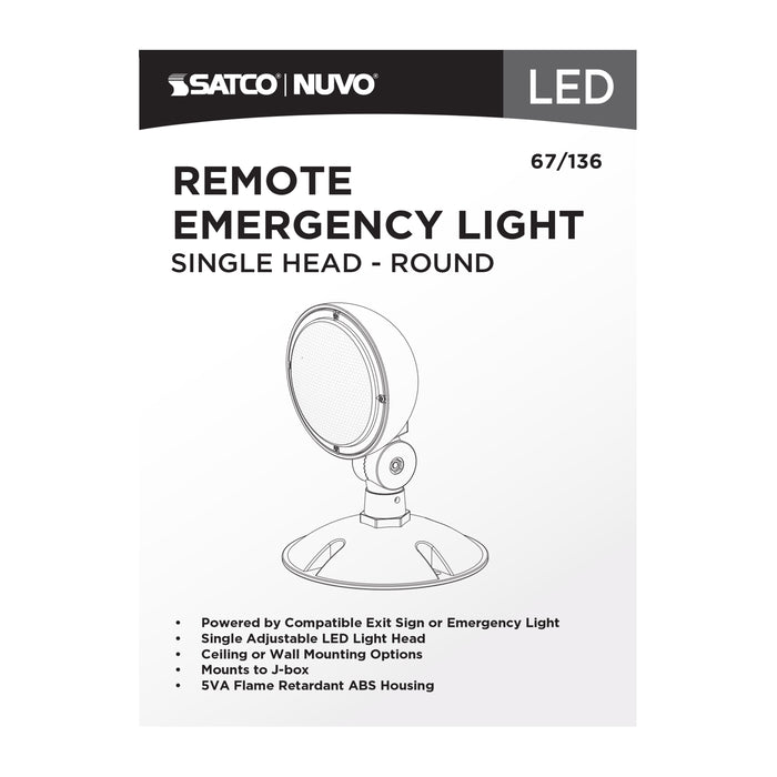SATCO/NUVO Remote Emergency Light Low-Voltage Backup Single-Head Wet Location Rated (67-136)