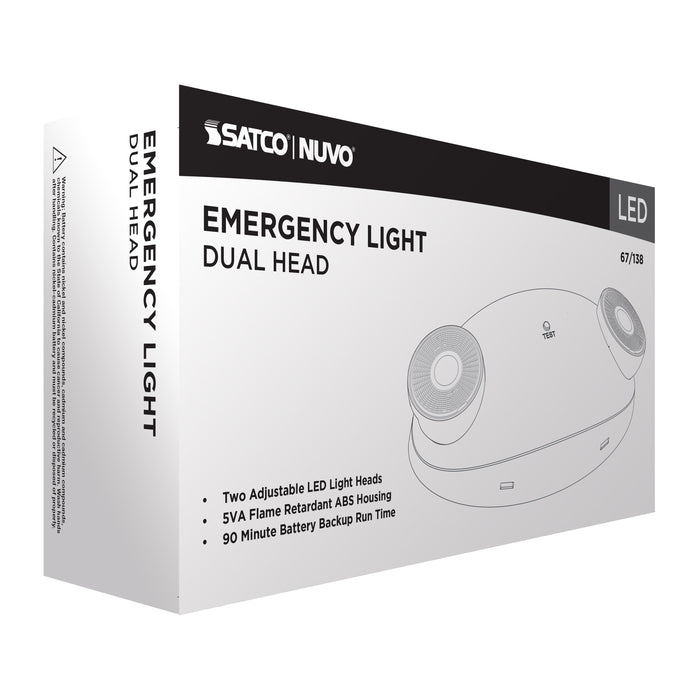 SATCO/NUVO Emergency Light Dual-Head 120/277V White Finish (67-138)