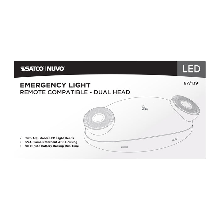 SATCO/NUVO Emergency Light Dual-Head 120/277V White Finish Remote Compatible (67-139)