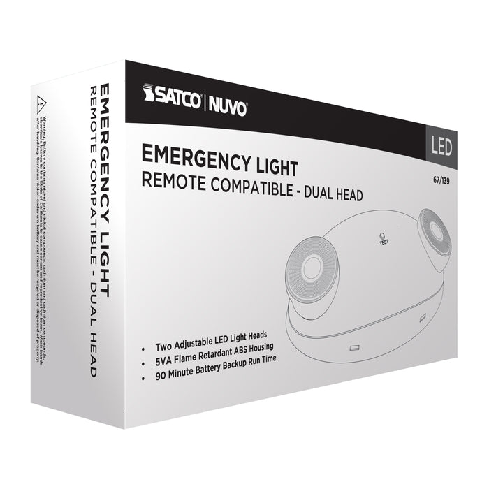SATCO/NUVO Emergency Light Dual-Head 120/277V White Finish Remote Compatible (67-139)