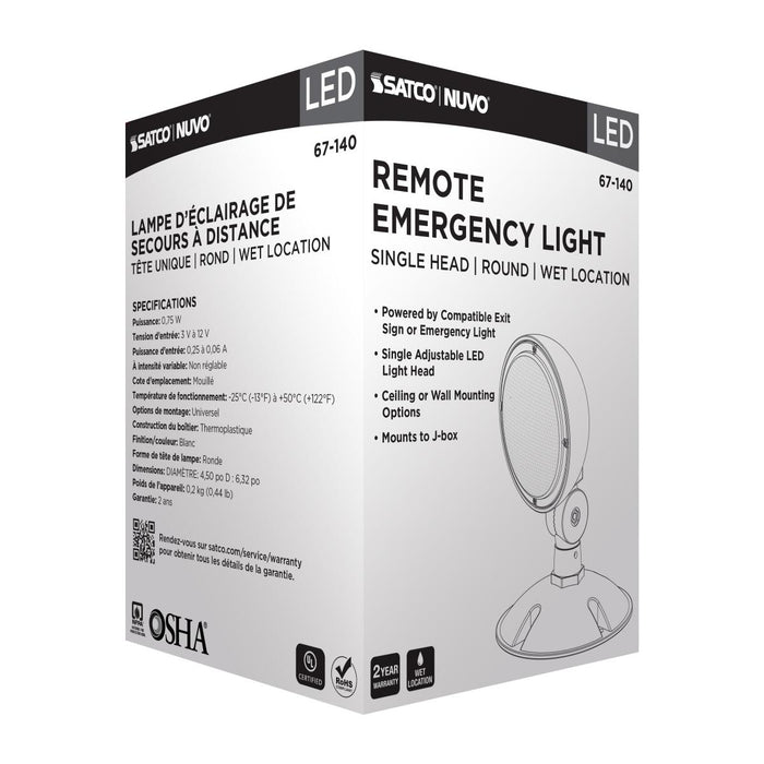 SATCO/NUVO Remote Emergency Light Weatherproof Low Power Single Head 3-12V 0.75W White Finish (67-140)