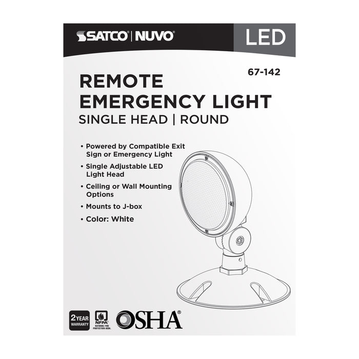 SATCO/NUVO Remote Emergency Light 0.75W Weatherproof Low Power Single Head White Finish 3.6V (67-142)