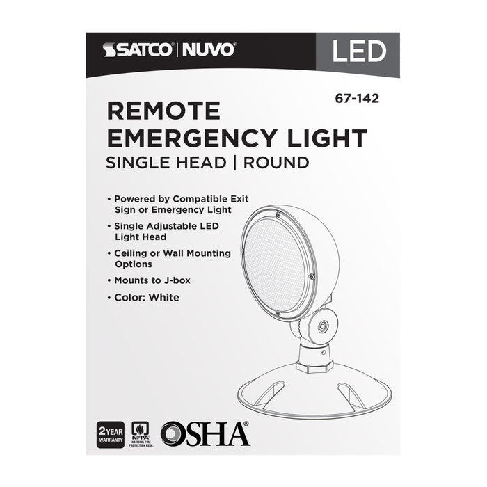 SATCO/NUVO Remote Emergency Light 0.75W Weatherproof Low Power Single Head White Finish 3.6V (67-142)