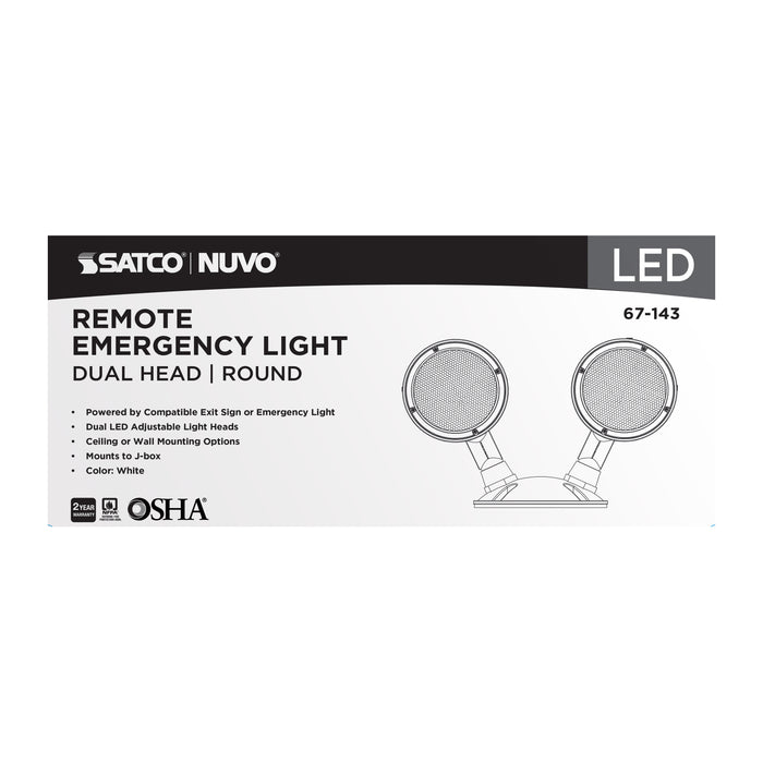 SATCO/NUVO Remote Emergency Light 1.5W Weatherproof Low Power Dual Head White Finish 3.6V (67-143)