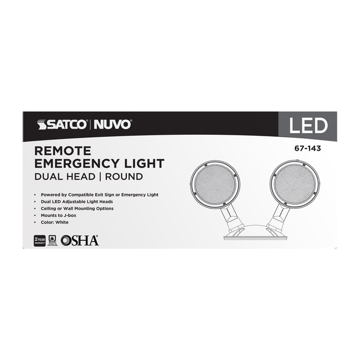 SATCO/NUVO Remote Emergency Light 1.5W Weatherproof Low Power Dual Head White Finish 3.6V (67-143)