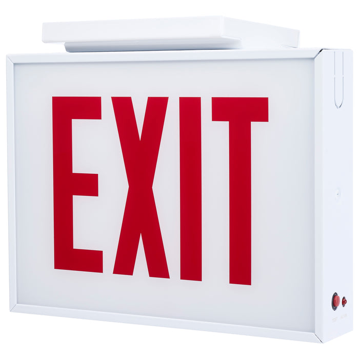 SATCO/NUVO Exit Sign Chicago Approved White Housing 120-277V 90-Minute Battery Backup Single Face Surface Mounting (67-300)
