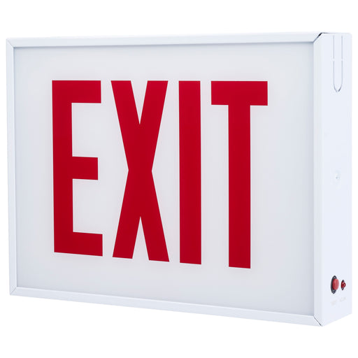 SATCO/NUVO Exit Sign Chicago Approved White Housing 120-277V 90-Minute Battery Backup Single Face Surface Mounting Remote Capable (67-301)