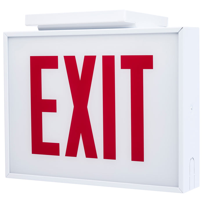 SATCO/NUVO Exit Sign Chicago Approved White Housing 120-277V AC Only Single Face Surface Mounting (67-302)