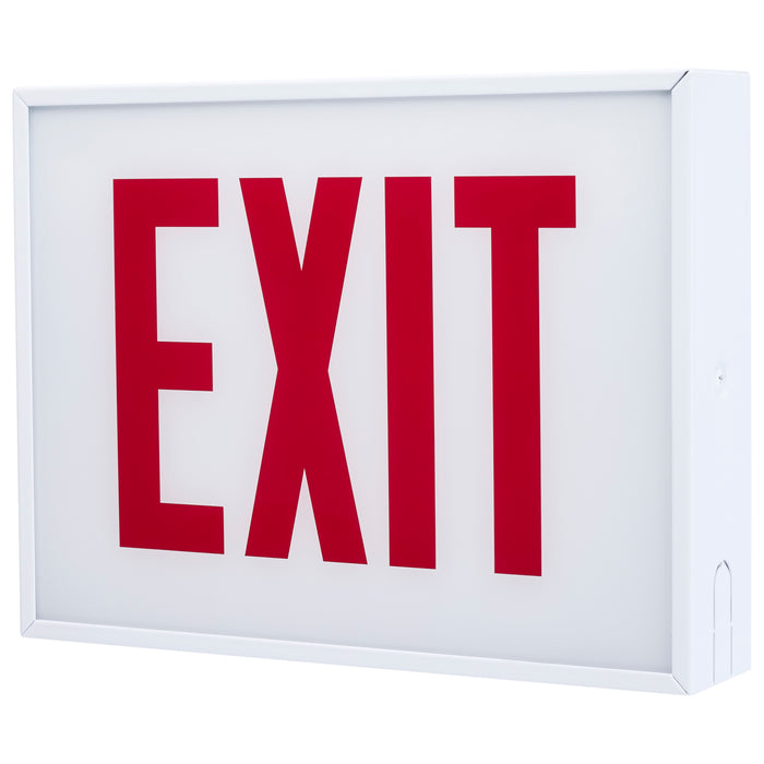 SATCO/NUVO Exit Sign Chicago Approved White Housing 120-277V AC Only Single Face Surface Mounting (67-302)