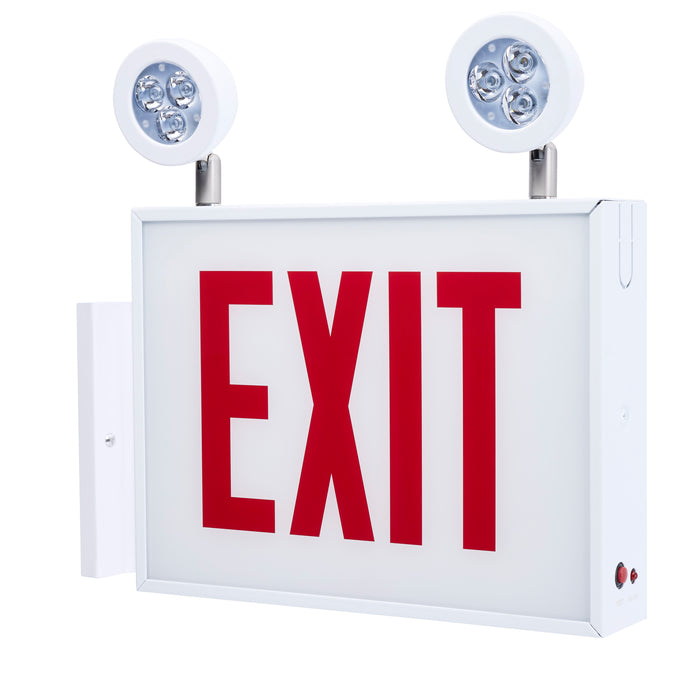 SATCO/NUVO Combination Exit Sign/Emergency Light Chicago Approved White Housing 120-277V 90-Minute Backup Single Face Surface Mounting (67-310)