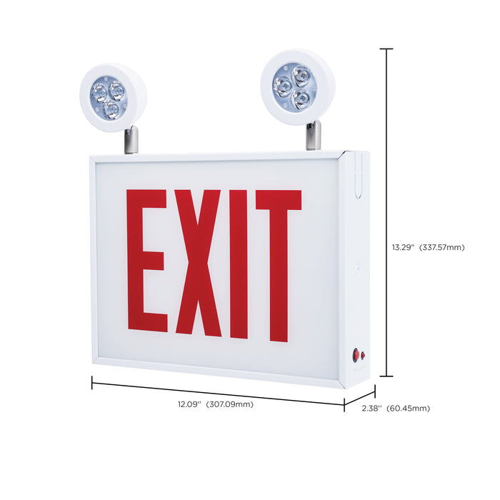 SATCO/NUVO Combination Exit Sign/Emergency Light Chicago Approved White Housing 120-277V 90-Minute Backup Single Face Surface Mounting (67-310)