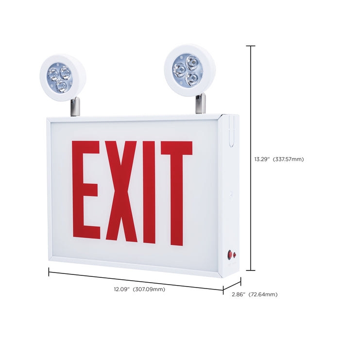 SATCO/NUVO Combination Exit Sign/Emergency Light Chicago Approved White Housing 120-277V 90-Minute Backup Single Face Surface Mounting Remote Capable (67-311)