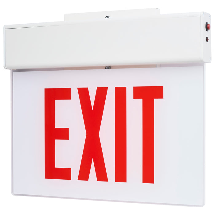 SATCO/NUVO Edge Lit Exit Sign Chicago Approved White Housing 120-277V 90-Minute Backup Single Face Surface Mounting (67-340)