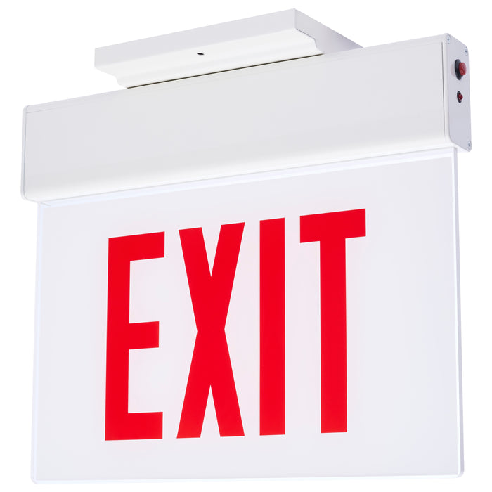 SATCO/NUVO Edge Lit Exit Sign Chicago Approved White Housing 120-277V 90-Minute Backup Single Face Surface Mounting (67-340)