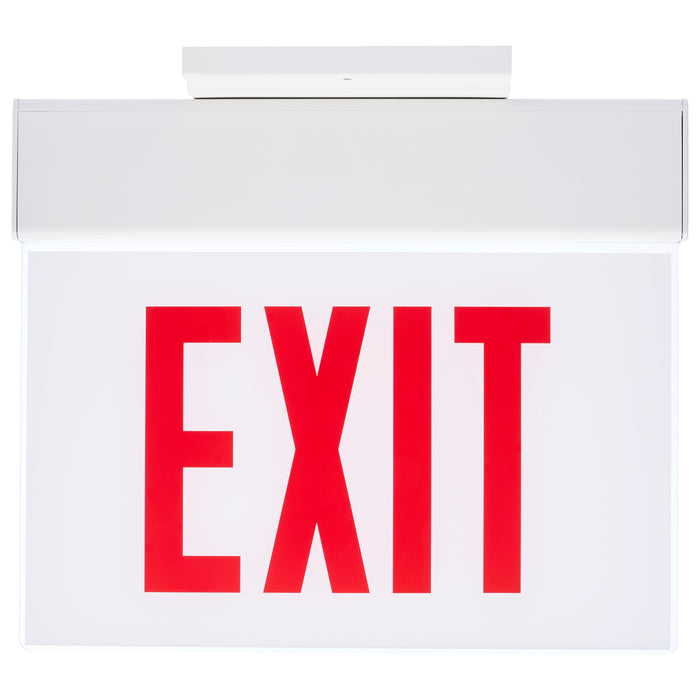 SATCO/NUVO Edge Lit Exit Sign Chicago Approved White Housing 120-277V 90-Minute Backup Double Face Surface Mounting (67-341)