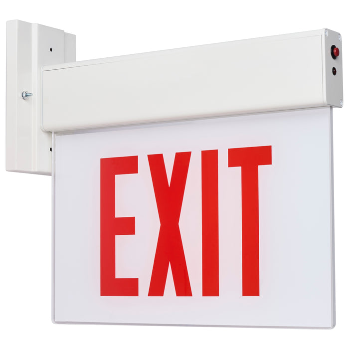SATCO/NUVO Edge Lit Exit Sign Chicago Approved White Housing 120-277V 90-Minute Backup Double Face Surface Mounting (67-341)