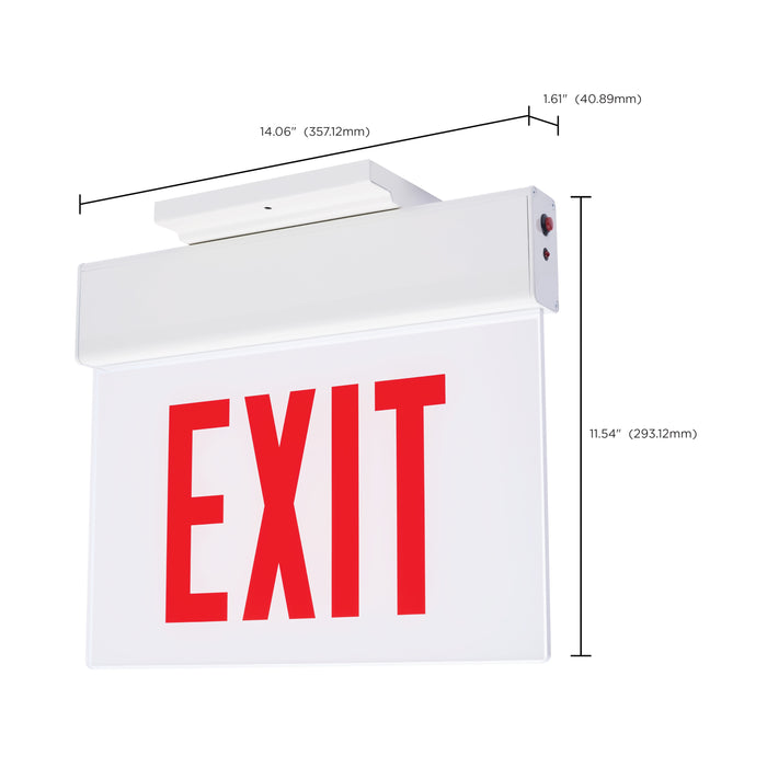 SATCO/NUVO Edge Lit Exit Sign Chicago Approved White Housing 120-277V 90-Minute Backup Double Face Surface Mounting (67-341)