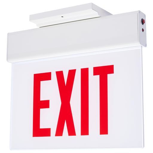 SATCO/NUVO Edge Lit Exit Sign Chicago Approved White Housing 120-277V 90-Minute Backup Double Face Surface Mounting (67-341)