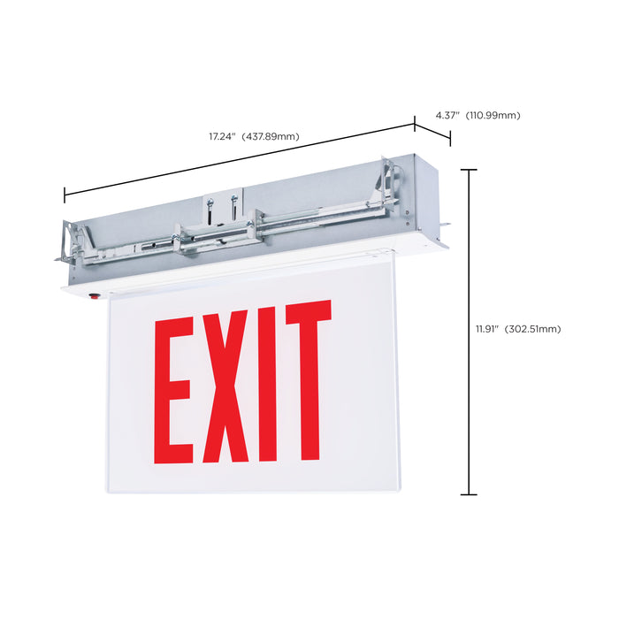 SATCO/NUVO Edge Lit Exit Sign Chicago Approved White Housing 120-277V 90-Minute Backup Single Face Recessed Ceiling And Wall Mounting (67-350)