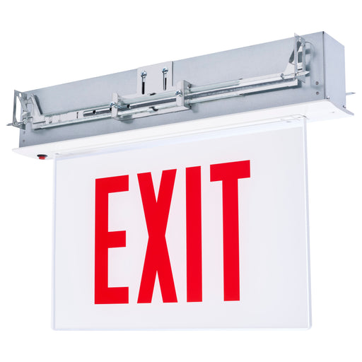 SATCO/NUVO Edge Lit Exit Sign Chicago Approved White Housing 120-277V 90-Minute Backup Single Face Recessed Ceiling And Wall Mounting (67-350)