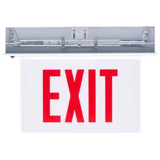 SATCO/NUVO Edge Lit Exit Sign Chicago Approved White Housing 120-277V 90-Minute Backup Double Face Recessed Ceiling And Wall Mounting (67-351)