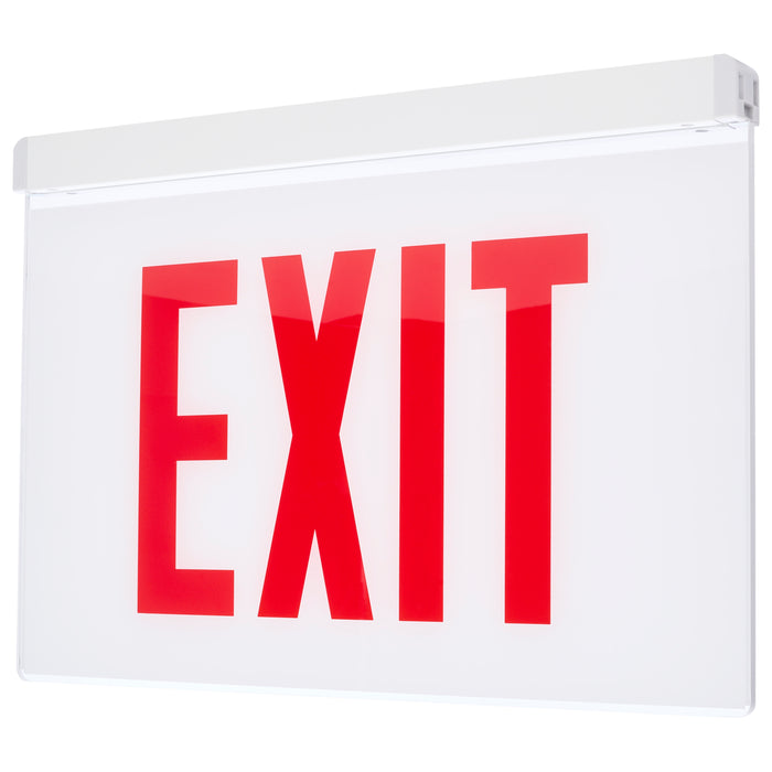 SATCO/NUVO Edge Lit Exit Sign Chicago Approved White Housing 120-277V 90-Minute Backup Double Face Recessed Ceiling And Wall Mounting (67-351)
