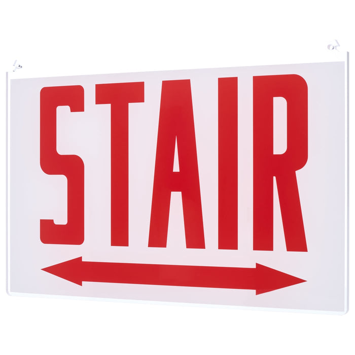 SATCO/NUVO Edge Lit Exit Sign Double-Sided Panel Accessory White Double-Face Plastic Panel Red STAIR Signage Double Direction Arrows Use With 67-340/67-341/67-350/67-351 (67-375)