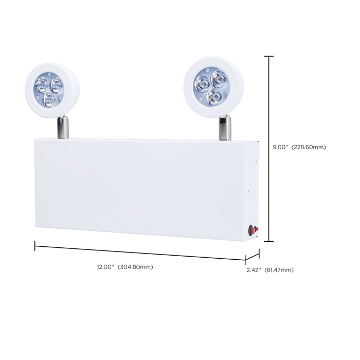 SATCO/NUVO Emergency Light Chicago Approved White Housing 120-277V 90-Minute Backup Dual Head Surface Mounting Remote Capable (67-381)