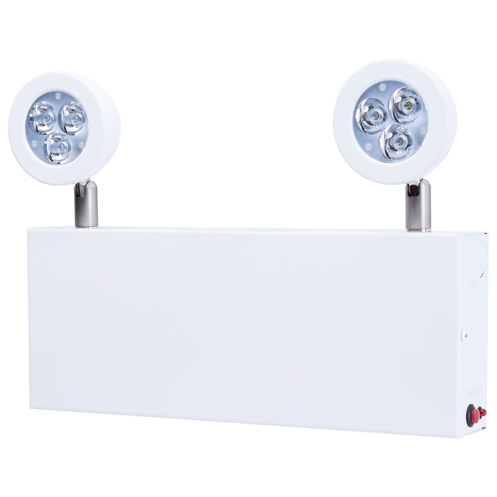 SATCO/NUVO Emergency Light Chicago Approved White Housing 120-277V 90-Minute Backup Dual Head Surface Mounting Remote Capable (67-381)