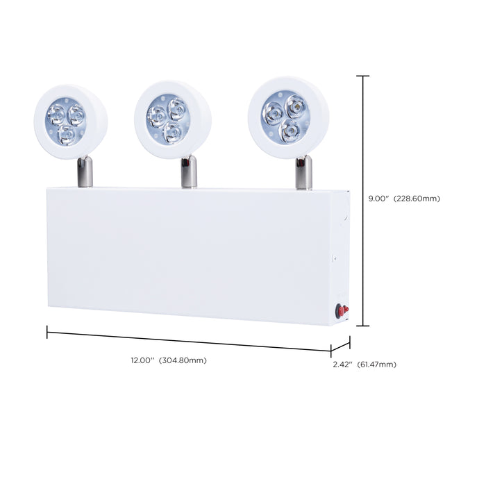 SATCO/NUVO Emergency Light Chicago Approved White Housing 120-277V 90-Minute Backup Triple Head Surface Mounting (67-382)