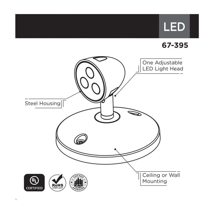 SATCO/NUVO Remote Emergency Light Chicago Approved White Housing Single Head 6VDC 1.5W Compatible With 67-311 (67-395)
