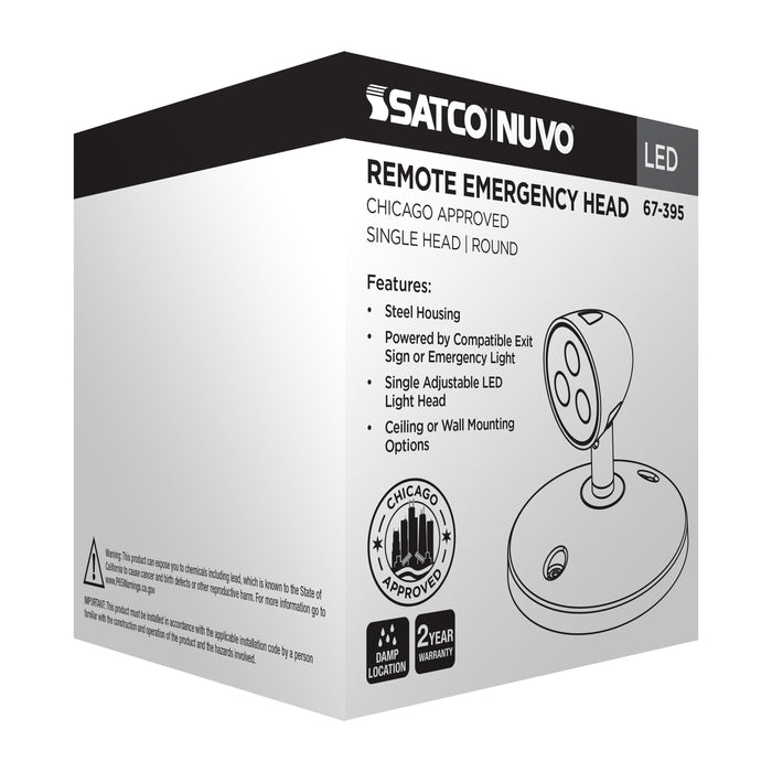 SATCO/NUVO Remote Emergency Light Chicago Approved White Housing Single Head 6VDC 1.5W Compatible With 67-311 (67-395)