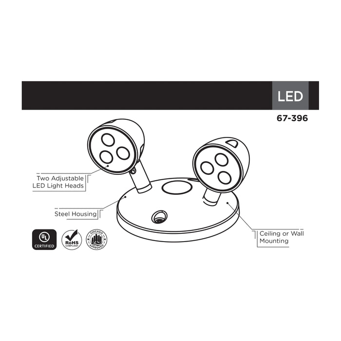 SATCO/NUVO Remote Emergency Light Chicago Approved White Housing Dual Head 6VDC 3.0W Compatible With 67-311 (67-396)