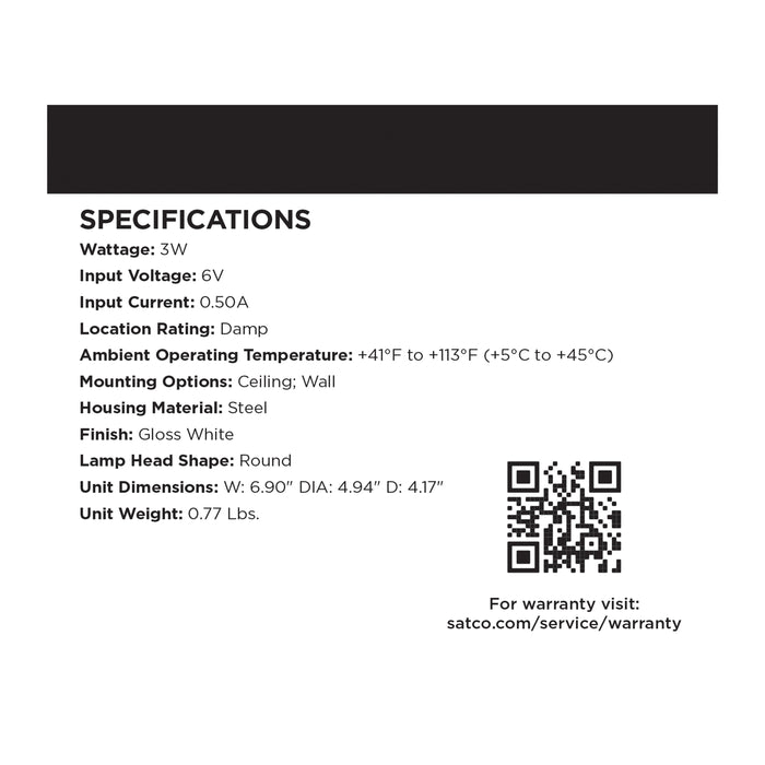 SATCO/NUVO Remote Emergency Light Chicago Approved White Housing Dual Head 6VDC 3.0W Compatible With 67-311 (67-396)