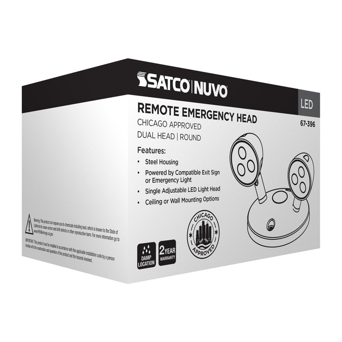 SATCO/NUVO Remote Emergency Light Chicago Approved White Housing Dual Head 6VDC 3.0W Compatible With 67-311 (67-396)