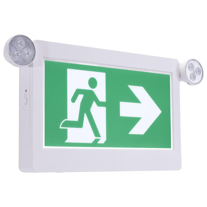 SATCO/NUVO Running Man Green Combo Exit Sign/Emergency Light 120-347V 2-Hour Backup Single/Dual Face Universal Mounting Thermoplastic High Output Lamps (67-511)