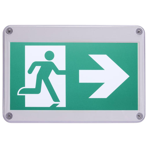 SATCO/NUVO Running Man Green Exit Sign 120/347V 2-Hour Backup Single/Dual Face Universal Mounting Wet Location (67-560)