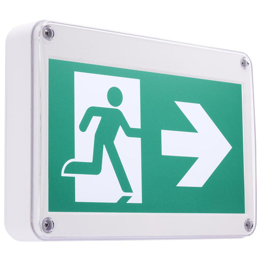 SATCO/NUVO Running Man Green Exit Sign 120/347V 2-Hour Backup Single/Dual Face Universal Mounting Wet Location (67-560)
