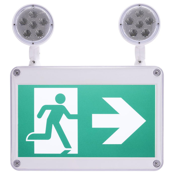 SATCO/NUVO Running Man Green Combo Exit Sign/Emergency Light 120/347V 2-Hour Backup Single/Dual Face Universal Mounting Wet Location Low Temperature (67-572)