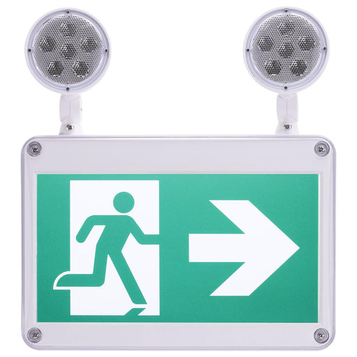 SATCO/NUVO Running Man Green Combo Exit Sign/Emergency Light 120/347V 2-Hour Backup Single/Dual Face Universal Mounting Low Temperature Remote-Capable (67-573)