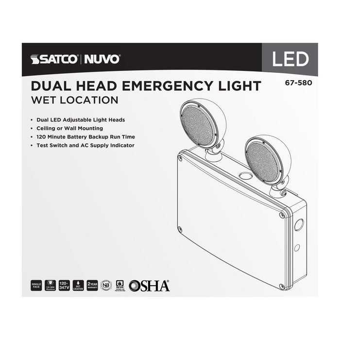 SATCO/NUVO Emergency Light 120-347V 2-Hour Backup Universal Mounting Wet Location (67-580)