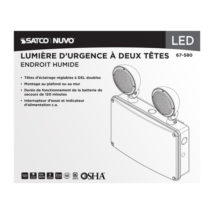 SATCO/NUVO Emergency Light 120-347V 2-Hour Backup Universal Mounting Wet Location (67-580)