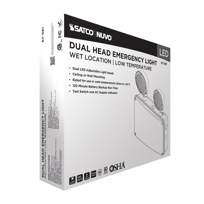 SATCO/NUVO Emergency Light 120-347V 2-Hour Backup Universal Mounting Wet Location Low Temperature (67-581)