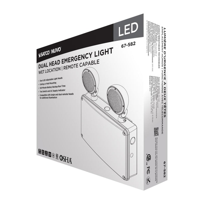 SATCO/NUVO Emergency Light 120-347V 2-Hour Backup Universal Mounting Wet Location Remote Compatible (67-582)