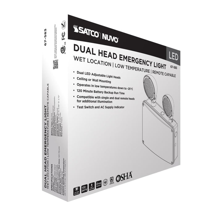 SATCO/NUVO Emergency Light 120-347V 2-Hour Backup Universal Mounting Wet Location Low Temperature Remote Compatible (67-583)